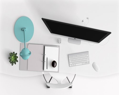 A neat desk in an office in Mexico City